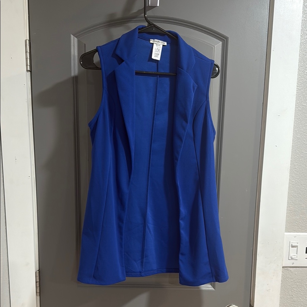 Blue Sleeveless Blazer Vest